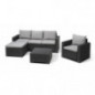 Allibert by Keter Gartenlounge Set Moorea, graphit/cool grey, 4tlg., inkl. Sitz- und Rückenkissen, Kunststoff, runde Rattanop