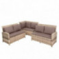 ESTEXO Polyrattan Lounge Set in luxuriöser Optik bestehend aus 1 Couch, 3 Hockern und 1 Tisch, inklusive Sitzpolster, beige