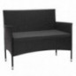 Mendler Poly-Rattan Garnitur HWC-F55, Balkon-/Garten-/Lounge-Set Sofa Sitzgruppe - schwarz, Kissen dunkelgrau