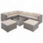 Casaria® Gartenmöbel Set Polyrattan Lounge XL 26-teilig 7cm Auflagen 15cm Rückenkissen 5mm Sicherheitsglas Tisch Wetterfest E