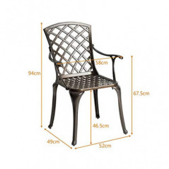 COSTWAY 2er Set Gartenstühle Aluminiumguss Terrassenstühle Antik Esszimmerstühle für Garten und Außenbereich