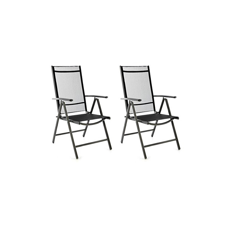 SONLEX 2er Set Klappstuhl Klappsessel Gartenstuhl Campingstuhl Liegestuhl – Sitzmöbel – klappbarer Stuhl aus Aluminium & Kuns