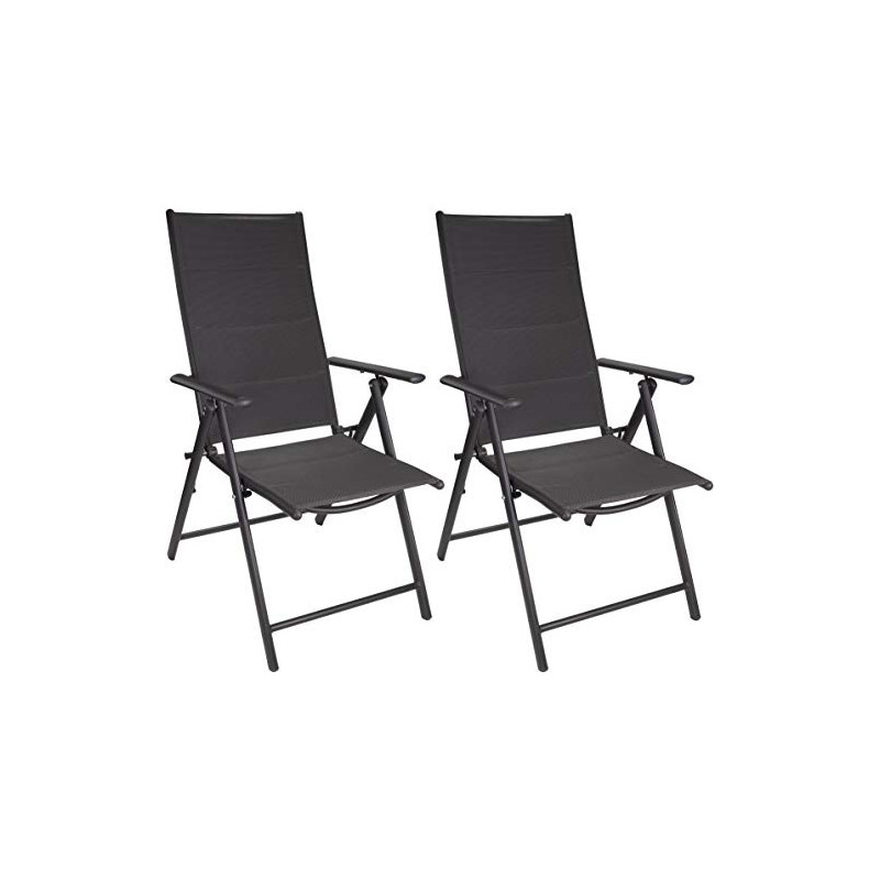 BRUBAKER 2er Set Gartenstühle Riva - Faltstühle klappbar- 7-Fach verstellbare Rückenlehnen - wetterfeste Klappstühle - Anthra