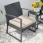 SVITA LOIS L Poly Rattan Sitzgruppe Gartenmöbel Metall-Garnitur Balkonmöbel Tisch Sessel  Schwarz 