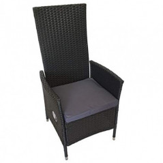 KMH 2er SetPolyrattan Hochlehner Stuhl der Serie TJORBEN inklusive Sitzkissen - stufenlos verstellbare Rückenlehne - Loungese