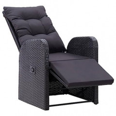 vidaXL Gartensessel mit Kissen 2 STK. Verstellbar Schwarz Poly Rattan