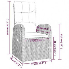 vidaXL 2X Garten Liegestuhl mit Auflagen Gartenstuhl Relaxstuhl Sessel Stuhl Gartensessel Gartenmöbel Hochlehner Poly Rattan 