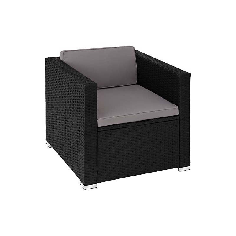 TecTake Rattansessel Outdoor, Gartensessel mit Armlehnen, 70 x 69 x 65 cm, Rattan Lounge Stuhl für Garten Terrasse Balkon, Wa