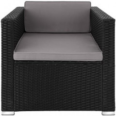 TecTake Rattansessel Outdoor, Gartensessel mit Armlehnen, 70 x 69 x 65 cm, Rattan Lounge Stuhl für Garten Terrasse Balkon, Wa