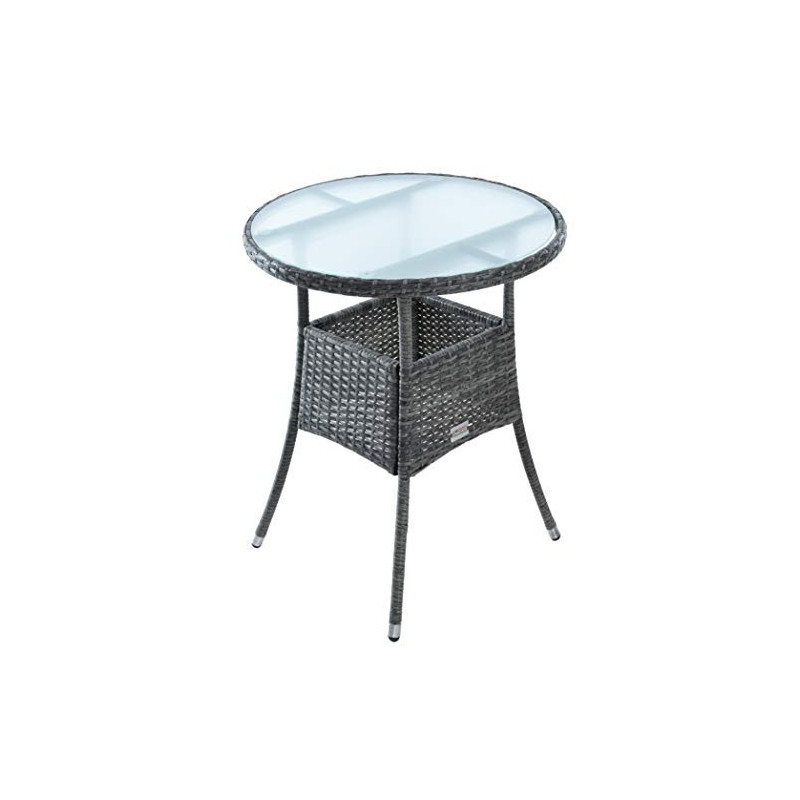 ESTEXO Polyrattan Beistelltisch Gartentisch Rattan Tisch Balkontisch Gartenmöbel Rund Kaffeetisch Teetisch Couchtisch Rattant