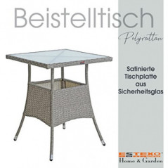 ESTEXO Polyrattan Gartentisch Beistelltisch Rattan Tisch Balkontisch Gartenmöbel Terrassentisch 60x60 cm  Grau-Mix 