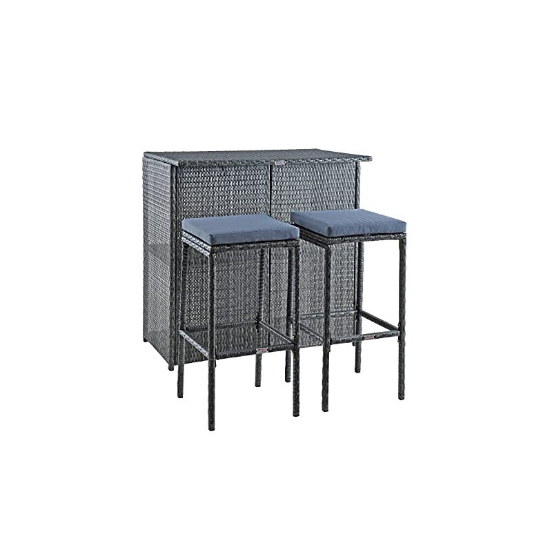 ESTEXO Polyrattan Gartenbar Set Barset Rattan Bar Sitzgruppe Gartenmöbel Set Tresen Hocker Gartenstühle Gartentisch Tisch  An