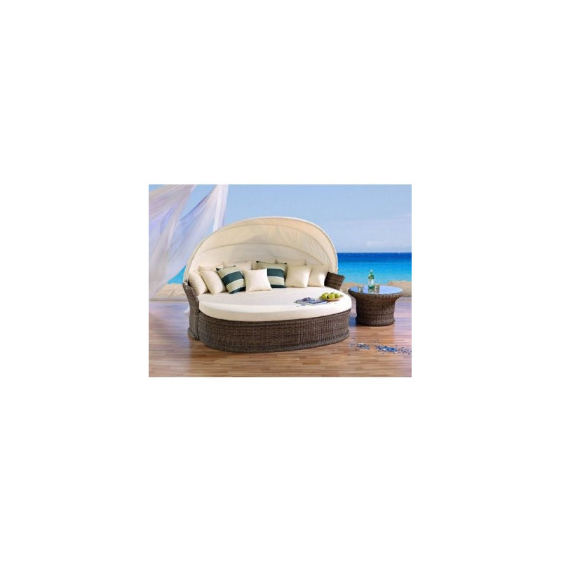 Strandkorbwerk Sonneninsel Venus Lounge Cubu Cream Polyrattan wetterfest UV-beständig