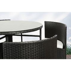 trends4cents PureHaven Bar-Set 100x110 cm wetterbeständiges Polyrattan Elegantes Design für bis zu 4 Personen inkl. Sitzaufla