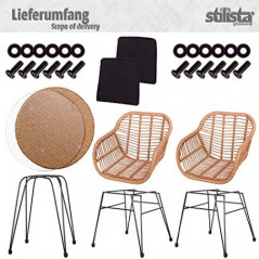 STILISTA 3-teiliges Poly-Rattan Bistroset 2 Lounge Sessel Beistell-Tisch Wetterfest Indoor Outdoor geeignet