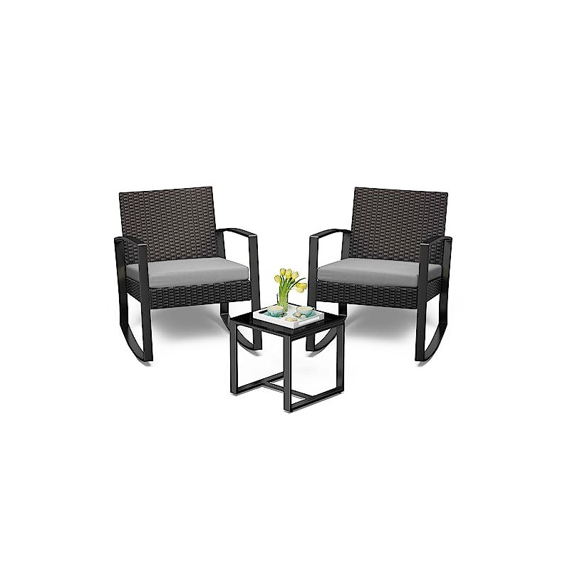 Bealife Rattan Balkonmöbel Set Balkon 2 Personen, Balkonmöbel Kleiner Balkon Outdoor, Balkonset 3 Teilig für Veranden, Innenh