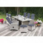 bellavista Dining Lounge Rho XXL - Grau, Polyrattan, für 6 Personen, Sicherheitsglas, Wetterfest, Gartenmöbel-Set, 9 teilig m