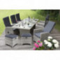 bellavista Dining Lounge Rho XXL - Grau, Polyrattan, für 6 Personen, Sicherheitsglas, Wetterfest, Gartenmöbel-Set, 9 teilig m