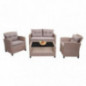 Mendler XXL Poly-Rattan Garnitur HWC-F10, Balkon-/Garten-/Lounge-Set Sitzgruppe, Sofa Sessel mit Kissen Spun Poly - grau-brau