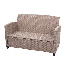 Mendler XXL Poly-Rattan Garnitur HWC-F10, Balkon-/Garten-/Lounge-Set Sitzgruppe, Sofa Sessel mit Kissen Spun Poly - grau-brau