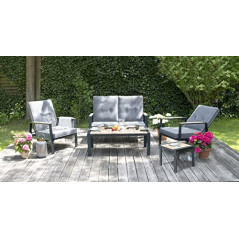 bellavista Gartenmöbel Set Tomar Grau - 1x 2-Sitze, 2 Sessel, 1 Tisch, 1 Beistelltisch