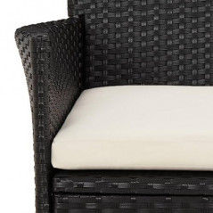 vidaXL 11-TLG. Garten-Essgruppe mit Kissen Schwarz Poly Rattan