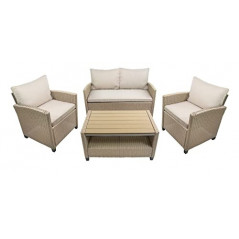 bellavista Dininglounge Madeira III - Braun-Grau, Polyrattan, für 4 Personen, Wetterfest, Gartenmöbel-Set mit 2-Sitzer Sofa, 