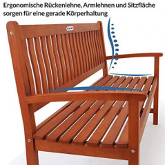 Casaria Gartenbank Maxima Wetterfest Eukalyptus Holz FSC® 152x55x90cm 395kg Belastbarkeit Ergonomisch Garten Terrasse Bank Si