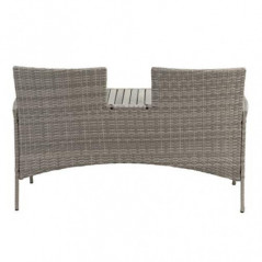 greemotion Rattan-Bank Felin, Gartenbank mit Tisch, ca. 141 x 86,5 x 66 cm, Grau