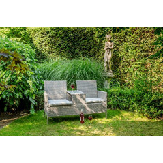 greemotion Rattan-Bank Felin, Gartenbank mit Tisch, ca. 141 x 86,5 x 66 cm, Grau