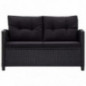 vidaXL Gartensofa 2-Sitzer mit Kissen Lounge Sofa Gartenmöbel Gartenbank Bank Rattansofa Balkon Terrasse Garten Schwarz 124cm