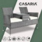 Casaria Gartenbank Polyrattan Wetterfest inkl. Tisch Auflagen 143x55x88cm 320kg Belastbar Garten Balkon Bank Möbel Kinobank S