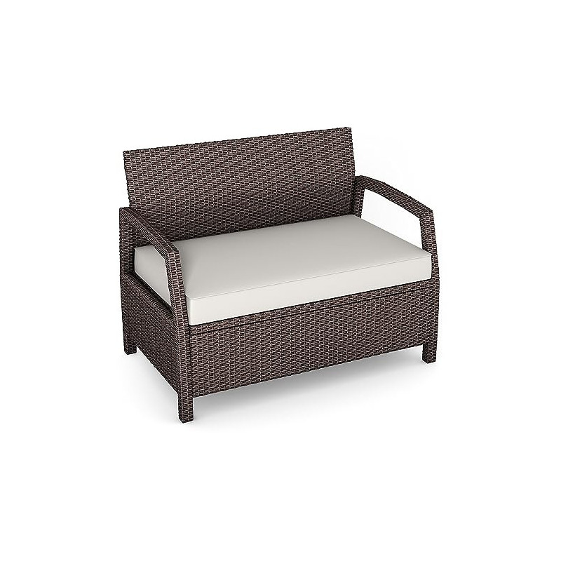 COSTWAY Gartensofa Rattan, Rattansofa 2 Sitzer, Gartenbank mit Sitzkissen 10 cm Stärke, Garten Lounge Gartenmöbel, 108 x 84 x