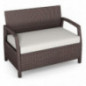 COSTWAY Gartensofa Rattan, Rattansofa 2 Sitzer, Gartenbank mit Sitzkissen 10 cm Stärke, Garten Lounge Gartenmöbel, 108 x 84 x