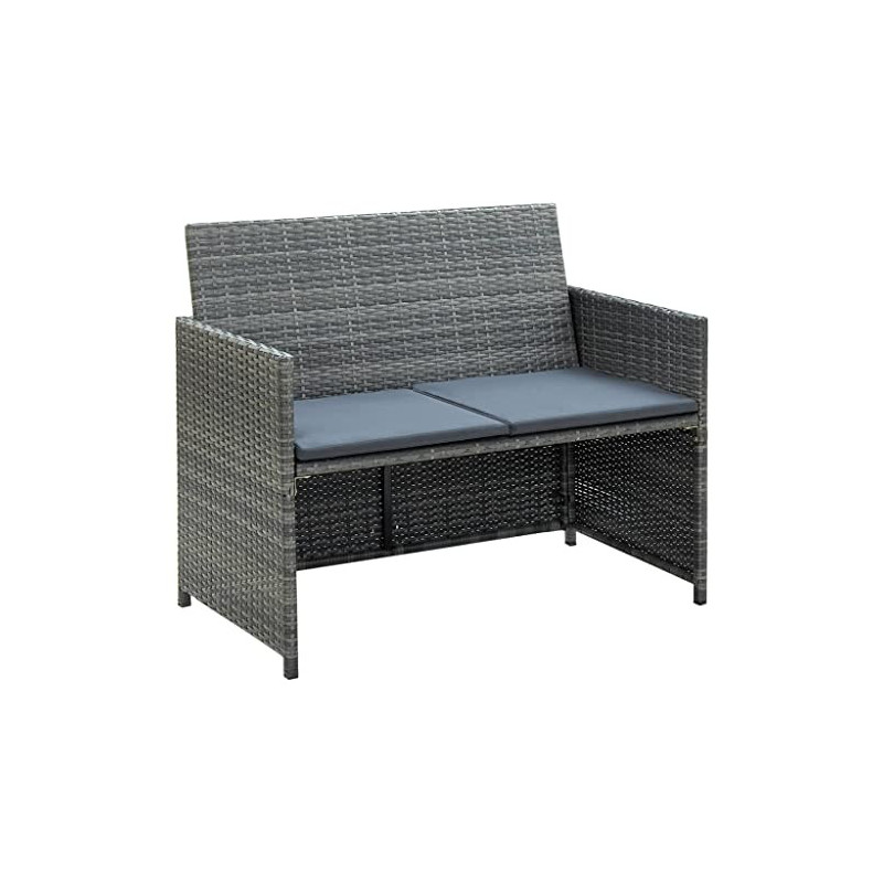 vidaXL Gartensofa 2 Sitzer Poly Rattan Gartenmöbel Sofa Loungesofa Gartenbank