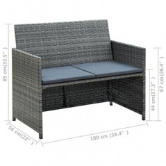 vidaXL Gartensofa 2 Sitzer Poly Rattan Gartenmöbel Sofa Loungesofa Gartenbank