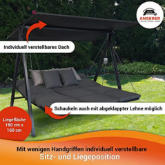 Angerer Hollywoodschaukel Lounge - Gartenschaukel Made in Germany - Schaukel zum Sitzen, Liegen und Entspannen - inklusive Be