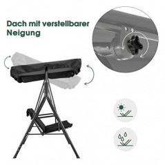 M MCombo 3-Sitzer Hollywoodschaukel Gartenschaukel Gartenliege Schaukelbank 8003  Schwarz 