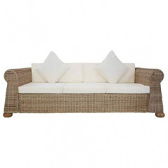 vidaXL Sofa 3-Sitzer mit Polstern Couch Rattansofa Loungesofa Sitzmöbel Wohnzimmersofa Wohnmöbel Büromöbel Rattanmöbel Design