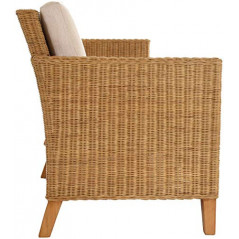 korb.outlet Rattan-Sofa 3-Sitzer Lounge in der Farbe Honig  Dunkel  inkl. Sitzpolster Beige, Couch aus echtem Rattan