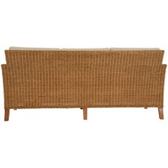 korb.outlet Rattan-Sofa 3-Sitzer Lounge in der Farbe Honig  Dunkel  inkl. Sitzpolster Beige, Couch aus echtem Rattan