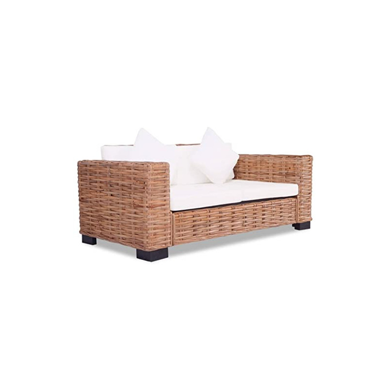 vidaXL Sofa 2 Sitzer Rattan Lounge Sessel Loungesofa Rattansofa Couch Garnitur