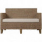 korb.outlet Rattan-Sofa 2-Sitzer Lounge in der Farbe Grau inkl. Sitzpolster Beige, Couch aus echtem Rattan