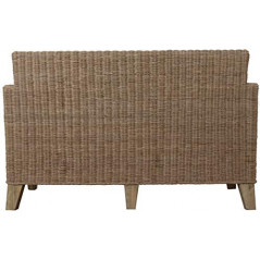 korb.outlet Rattan-Sofa 2-Sitzer Lounge in der Farbe Grau inkl. Sitzpolster Beige, Couch aus echtem Rattan