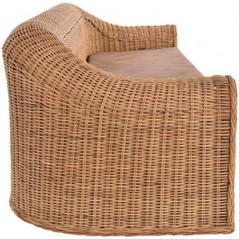 Rattansofa Count Wohnzimmer Couch aus echtem Rattan Lounge Sofa 4-Sitzer  Viersitzer, Hell Natur, braunes Kissen 