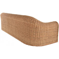 Rattansofa Count Wohnzimmer Couch aus echtem Rattan Lounge Sofa 4-Sitzer  Viersitzer, Hell Natur, braunes Kissen 