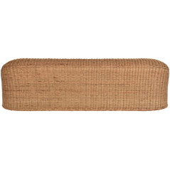 Rattansofa Count Wohnzimmer Couch aus echtem Rattan Lounge Sofa 4-Sitzer  Viersitzer, Hell Natur, braunes Kissen 