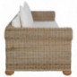 Wakects Sofa aus Rattan mit Kissen, 3-Sitzer Sofa, Polsterung aus Textil aus massivem Holz für Wohnzimmer für Wohnzimmer