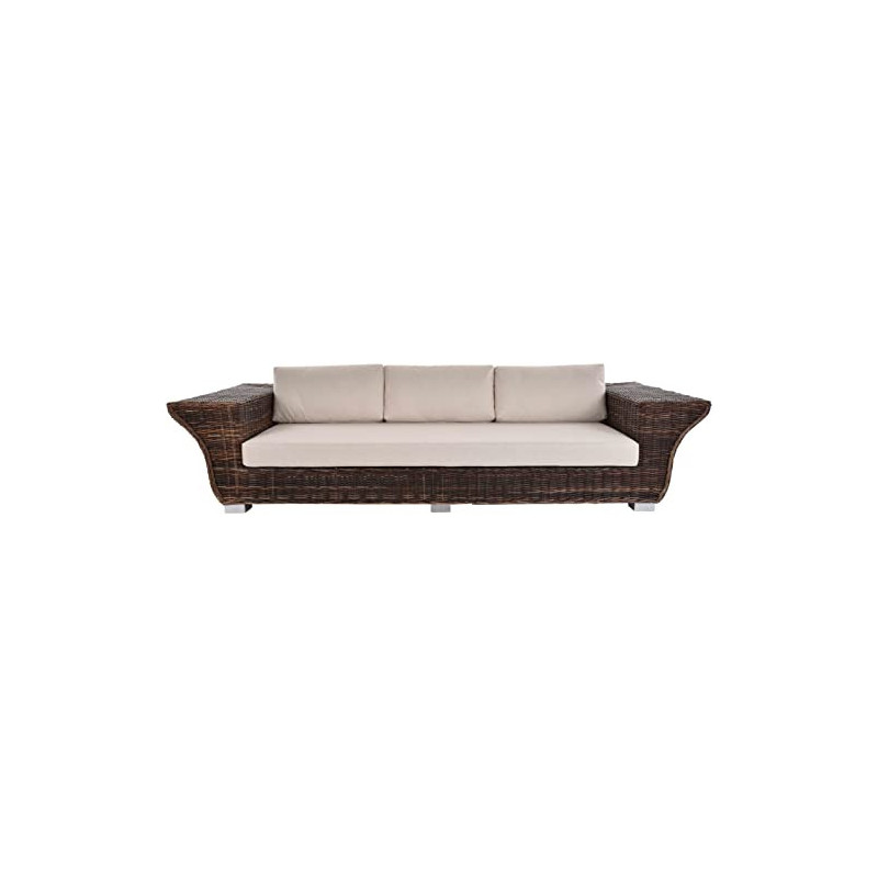 Krines Home Imposantes Designsofa Tulip aus Natur Rattan Rattansofa Wohnzimmersofa Viersitzer Sofa  Braun Natur 