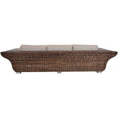 Krines Home Imposantes Designsofa Tulip aus Natur Rattan Rattansofa Wohnzimmersofa Viersitzer Sofa  Braun Natur 